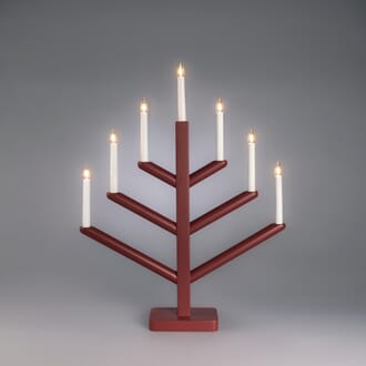 Adventstake 7 armet mørk rødlakkert