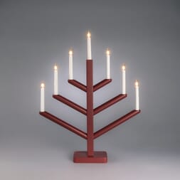 Adventstake 7 armet mørk rødlakkert