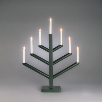 Adventstake 7 armet mørk grønnlakkert