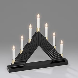 Adventstake 7 armet sort messing dekoring inngår