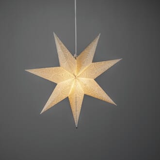 Adventstjerne 60 cm hvit broderi