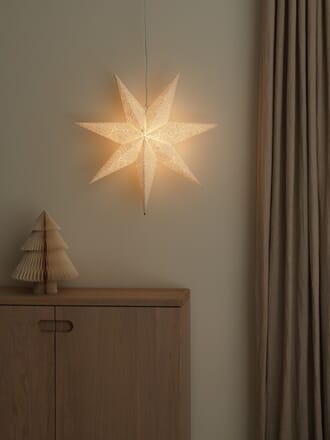 Adventstjerne 80 cm hvit broderi