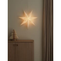 Adventstjerne 80 cm hvit broderi