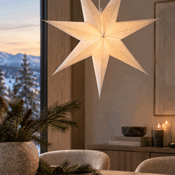 Adventstjerne 60 cm hvit lin