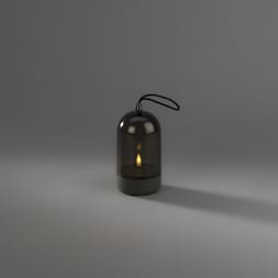 Lanterne grå/røkfarget varmhvit LED