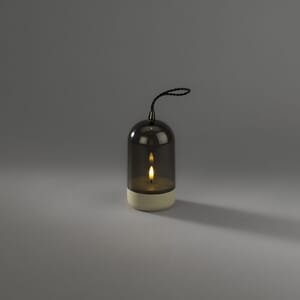 Lanterne beige/røkfarget varmhvit LED