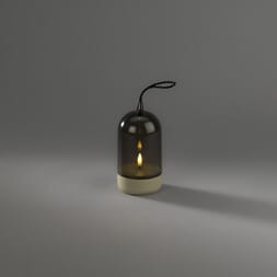 Lanterne beige/røkfarget varmhvit LED