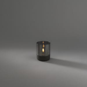 Lanterne grå/røkfarget med varmhvit LED