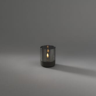 Lanterne grå/røkfarget med varmhvit LED