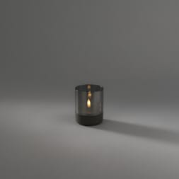 Lanterne grå/røkfarget med varmhvit LED