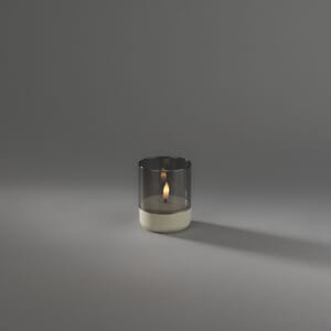 Lanterne beige/røkfarget varmhvit LED