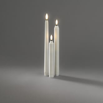 Sett av hvite kronelys 28 cm