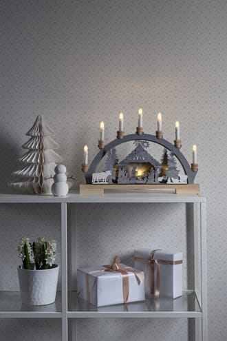 Siluett motiv med 10 varmhvite LED julestall