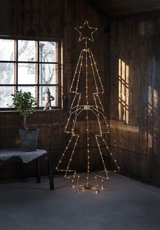 Juletre messing 210 cm med 140 amber LED