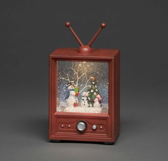 Vannfyllt TV med snømenn