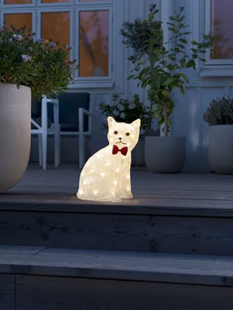 Sittende katt med sløyfe 34 cm