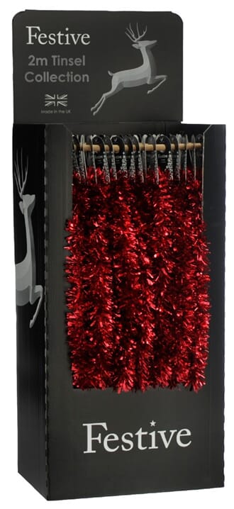 200cm x 7.5cm rød chunky / fin tinsel