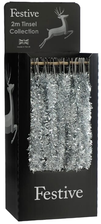 200cm x 7.5cm silver chunky / fin tinsel