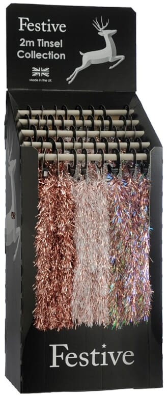 200cm x 15cm 3 assortert downswept tinsel rodegull