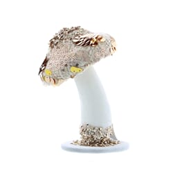 15cm Sopp hvit med gull glitter