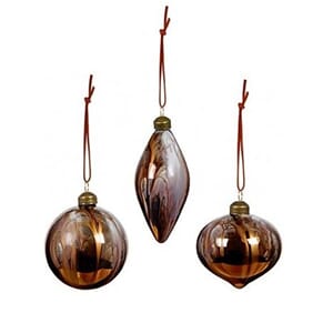 Glasskule 8-13 cm marmor beige/krem 2 assortert