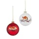 Glasskule 8 cm dompapp rød/hvit 2 assortert
