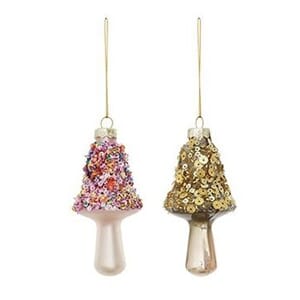 Sopp 8,5 cm i glass rosa/grønn 2 assortet