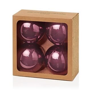 Julekule 10 cm 4-pk lilla klar
