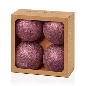 Julekule 10 cm 4-pk glitter lilla