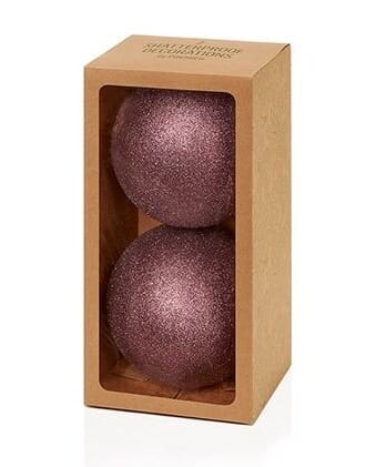 Julekule 15 cm 2-pk glitter lilla