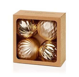 Julekule 8 cm 4-pk gull