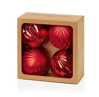 Julekule 8 cm 4-pk rød