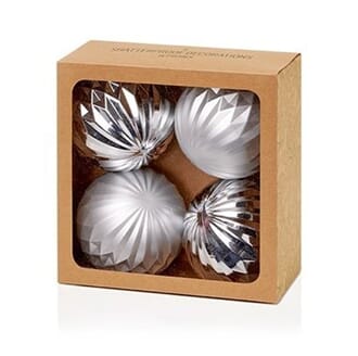Julekule 8 cm 4-pk sølv