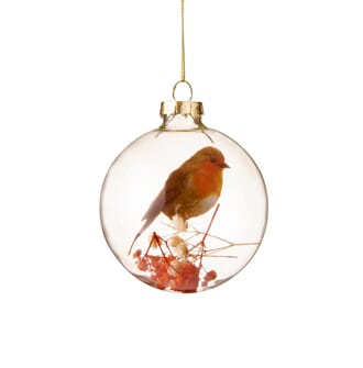 Julekule 8 cm glass med dompap