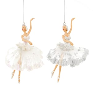 Ballerina sølv/hvit 18 cm 2 assortert