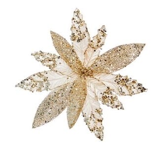 26cm champagne gull Poinsettia med klype