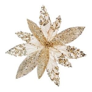 26cm champagne gull Poinsettia med klype