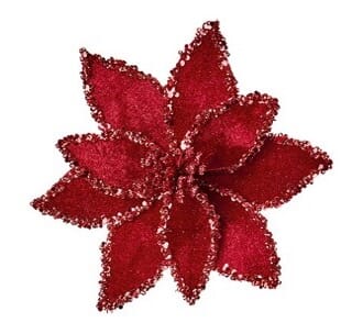 20cm burgunder Poinsettia med glitter og klype