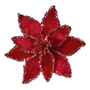 20cm burgunder Poinsettia med glitter og klype