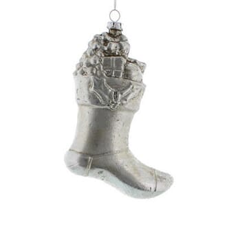 Julestrømpe 11 cm antikk sølv