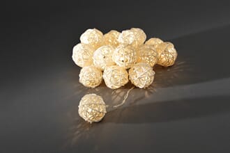 Slynge 16 flettede baller natur varmhvite LED