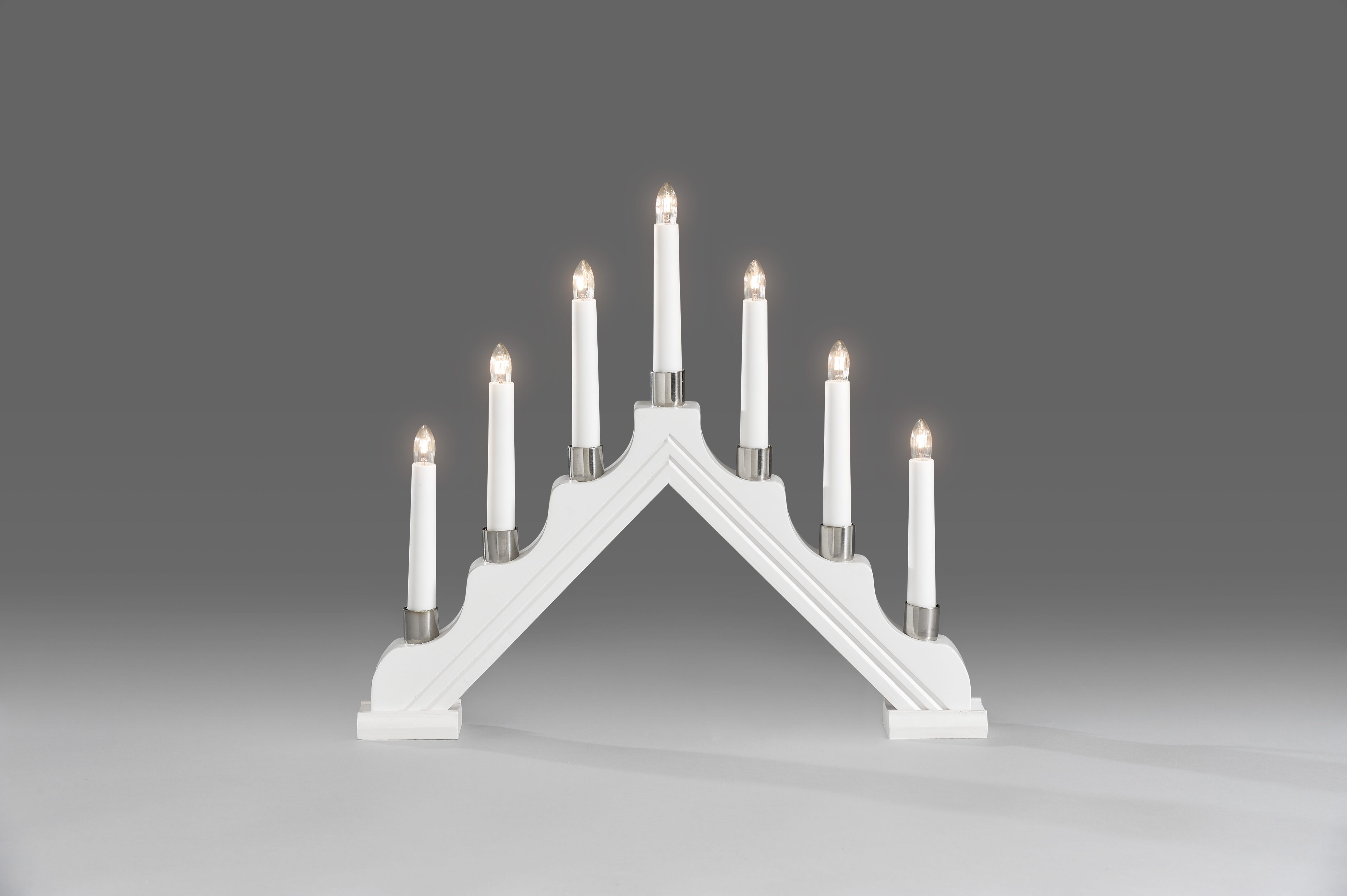 Adventstake 7 armet hvit med metalldekor - Trend Collection AS