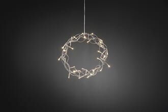 Krans sølv 30cm varmhvite LED