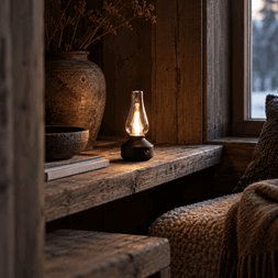 Oppladbar bordlampe sort
