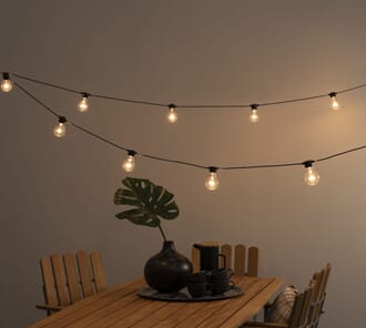Lysslynge 10 amber LED sort kabel