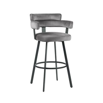 BARDI BAR CHAIR LOW GREY VELOUR