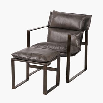 NICO LOUNGE CHAIR WITH STOOL PEPPERCORN LEATHER