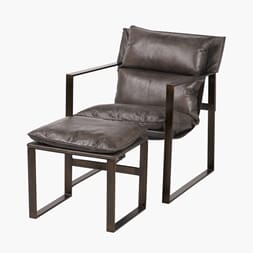 NICO LOUNGE CHAIR WITH STOOL PEPPERCORN LEATHER