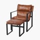 NICO LOUNGE CHAIR WITH STOOL VINTAGE BROWN LEATHER