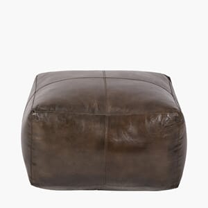 MATTEO PEPPERCORN LEATHER SQUARE POUFFE